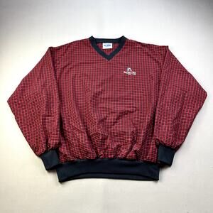 Vintage Golf Club Windbreaker Jacket Adult XL Red Plaid Pullover San Juan Oaks